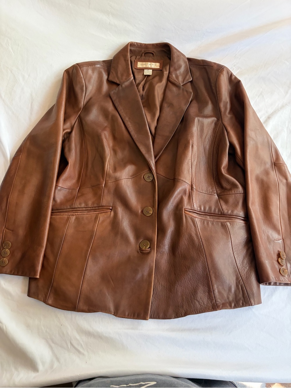 Preston & York Women’s 1X Brown Lambskin Leather Blazer Jacket